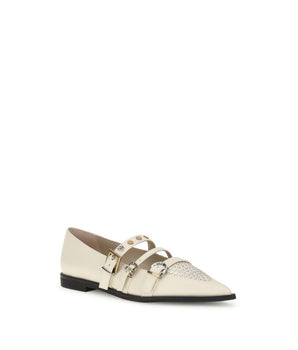 PINKO Cream Leather Ballet Flats