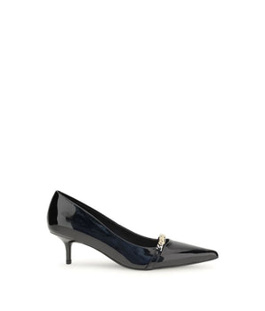 PINKO Black Calf Leather Bos Taurus Mid Heel Pumps