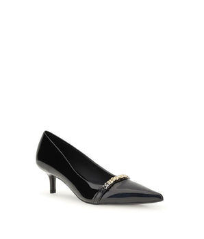 PINKO Black Calf Leather Bos Taurus Mid Heel Pumps