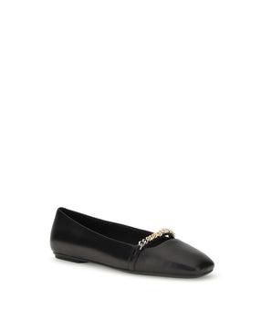 PINKO Black Calf Leather Bos Taurus Ballet Flats