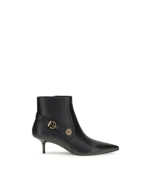 PINKO Black Calf Leather Bos Taurus Ankle Boots