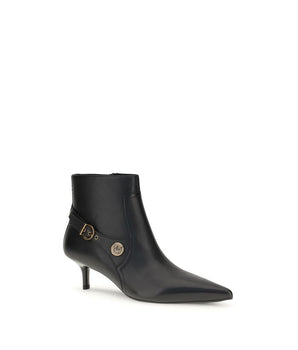 PINKO Black Calf Leather Bos Taurus Ankle Boots