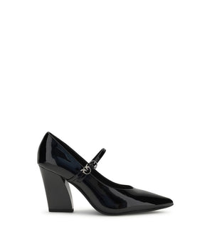 PINKO Black Calf Leather Bos Taurus High Heel Pumps