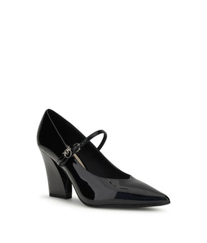 PINKO Black Calf Leather Bos Taurus High Heel Pumps