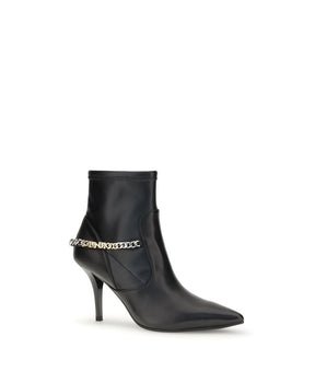 PINKO Black Calf Leather Bos Taurus Ankle Boots