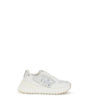 PINKO White Calf Leather Bos Taurus Chunky Sneakers