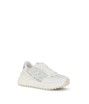 PINKO White Calf Leather Bos Taurus Chunky Sneakers