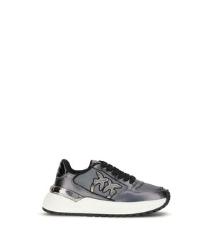 PINKO Gray Fabric Low Top Sneakers