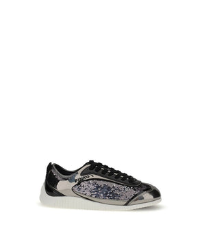 PINKO Silver Nylon Chunky Sneakers