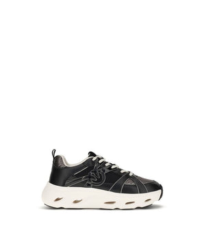 PINKO Black Calf Leather Bos Taurus Chunky Sneakers