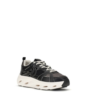 PINKO Black Calf Leather Bos Taurus Chunky Sneakers