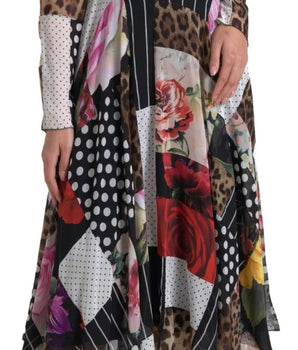 Dolce &amp; Gabbana Multicolor Patchwork Floral Leopard Dress