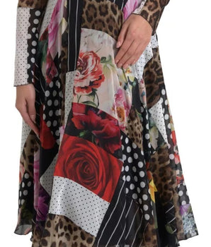 Dolce &amp; Gabbana Multicolor Patchwork Floral Leopard Dress