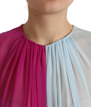 Dolce &amp; Gabbana Light Blue Silk Two Tone Midi Dress