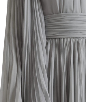 Dolce &amp; Gabbana Light Gray Polyester Pleated Long Maxi Dress
