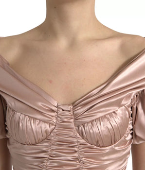 Dolce &amp; Gabbana Pink Silk Stretch Sheath Mermaid Dress