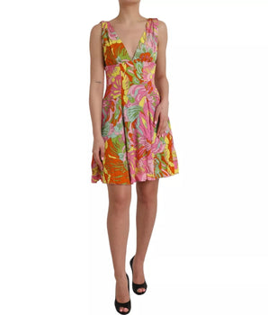 Dolce &amp; Gabbana Multicolor Floral Silk Flared Mini Dress
