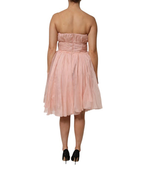 Dolce &amp; Gabbana Pink Silk Chiffon A-line Pleated Midi Dress