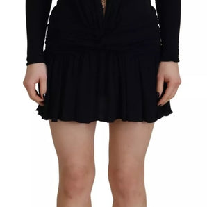 Dsquared² Black Viscose Long Sleeves Cut Out Mini Dress