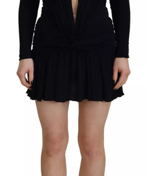 Dsquared² Black Viscose Long Sleeves Cut Out Mini Dress