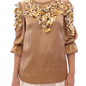 Dolce & Gabbana Gold SPECIAL Piece Runway Crystal Blouse