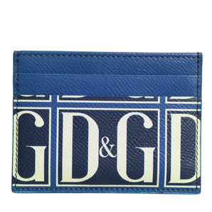 Dolce & Gabbana Blue Calf Leather DG Logo Monogram Card Holder Wallet