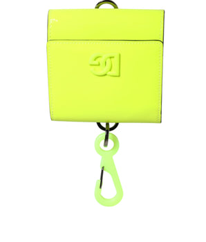 Dolce & Gabbana Yellow Green Bifold DG Logo Neck Strap Cardholder Wallet