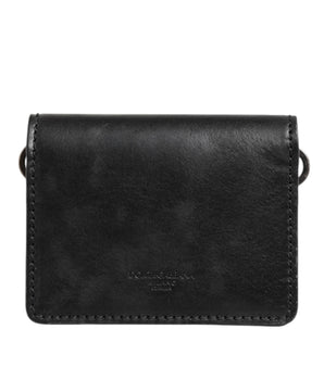 Dolce &amp; Gabbana Black Leather Bifold Card Holder Mens Coin Purse Key Clip Wallet