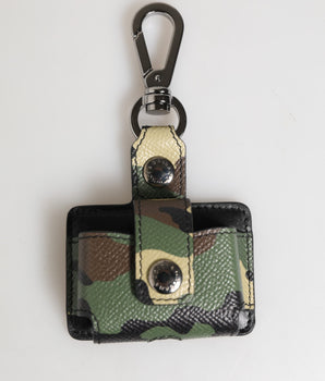 Dolce &amp; Gabbana Multicolor Camouflage Leather Metal Accessory Airpods Case