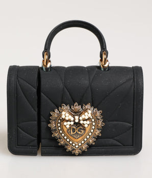 Dolce &amp; Gabbana Black Silicone Devotion Heart Cover Hand Bag Airpod Case