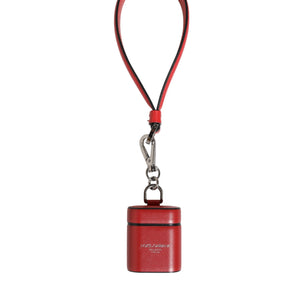 Dolce & Gabbana Red White Calfskin Leather Logo Flip Holder Airpods Case