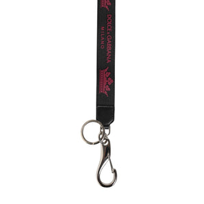 Dolce & Gabbana Black Burgundy Nylon DG Logo Crown Holder Keychain Keyring