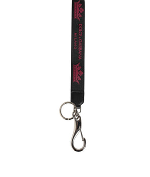 Dolce &amp; Gabbana Black Burgundy Nylon DG Logo Crown Holder Keychain Keyring