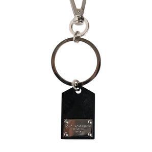 Dolce & Gabbana Black Sint Glass Plaque DG Logo Metal PlateKeychain Keyring
