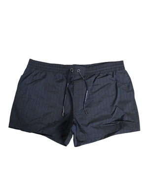 Dolce &amp; Gabbana Navy Blue Polyester Nylon Pinstripe Men's Swimwear