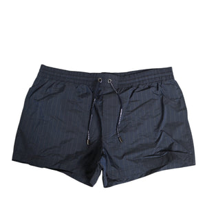 Dolce & Gabbana Navy Blue Polyester Nylon Pinstripe Men's Swimwear