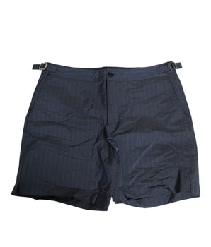 Dolce &amp; Gabbana Navy Blue Polyester Pinstripe Men Shorts Swimwear