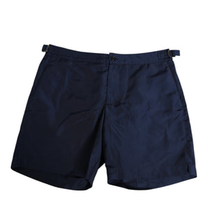 Dolce & Gabbana Navy Blue Polyester Logo Buckle Waist Swimwear
