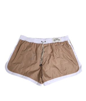 Dolce &amp; Gabbana Brown White Polyester Re-Edition Shorts Swimwear