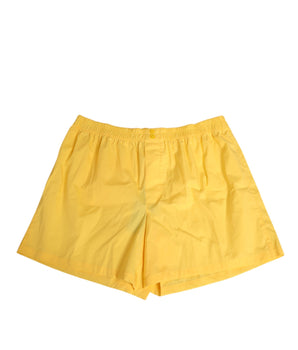 Dolce & Gabbana Yellow Cotton Elastic Waistband Short Swimwear
