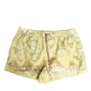 Dolce & Gabbana Yellow World Map Polyester Elastic Waistband Swimwear