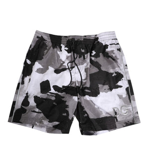 Dolce & Gabbana Black White Camouflage DG Logo Men Swimwear