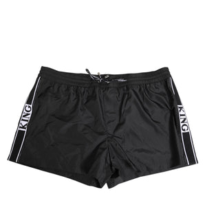 Dolce & Gabbana Black Nylon KING Sideband Men Boxer Shorts Swimwear