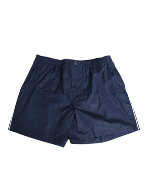 Dolce &amp; Gabbana Navy Blue Cotton Elastic Waistband Button Swimwear