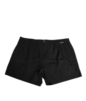 Dolce &amp; Gabbana Black Cotton Elastic Waistband Button Swimwear