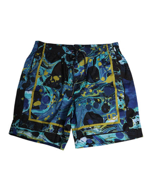 Dolce &amp; Gabbana Blue Marble Print Logo Men's Boxer Short Swimwear