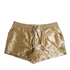 Dolce & Gabbana Gold Metallic Beachwear Men Boxer Short Swimwear