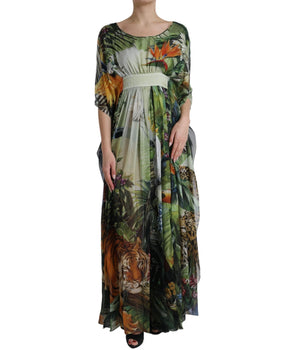 Dolce &amp; Gabbana Multicolor Silk Jungle Print Women's Maxi Dress