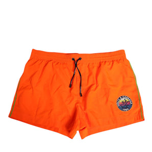 Dolce & Gabbana Orange Polyester Beachwear Men Shorts Swimwear