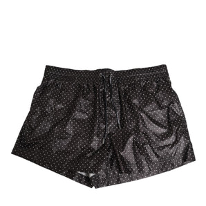 Dolce & Gabbana Black Polka Dot Polyester Men Shorts Swimwear